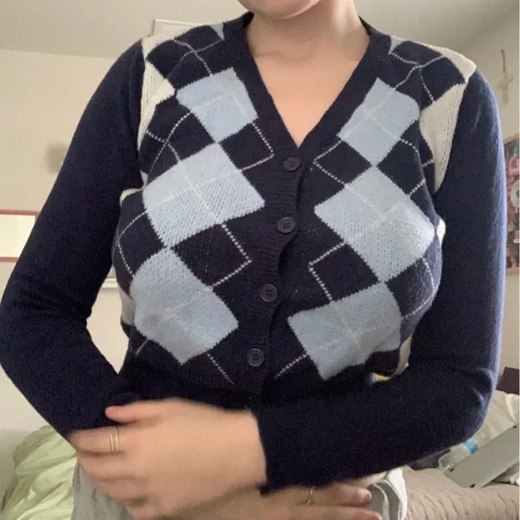 Argyle Crop Cardigan